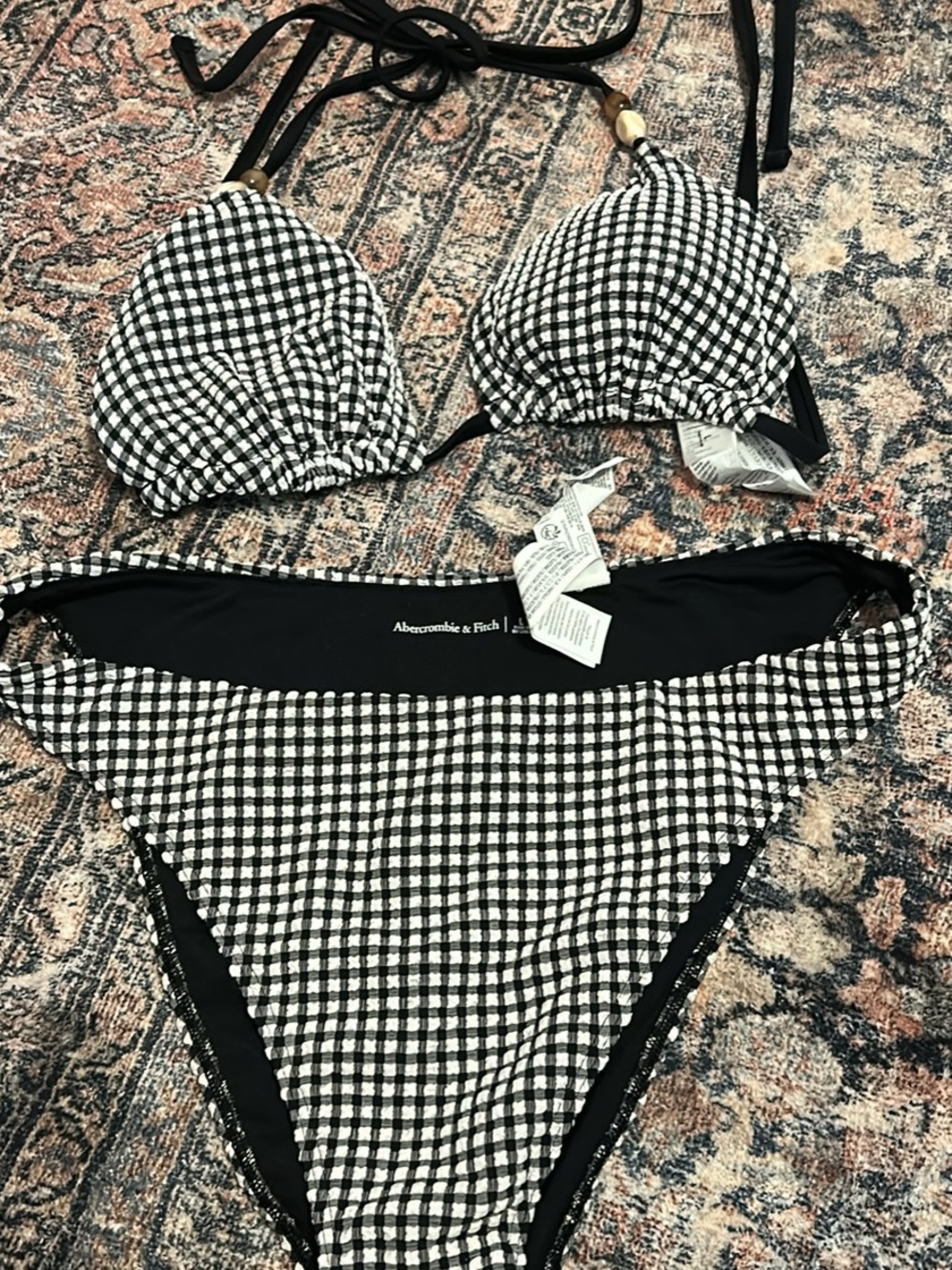 Abercrombie & Fitch Black and White Gingham Bikini Set